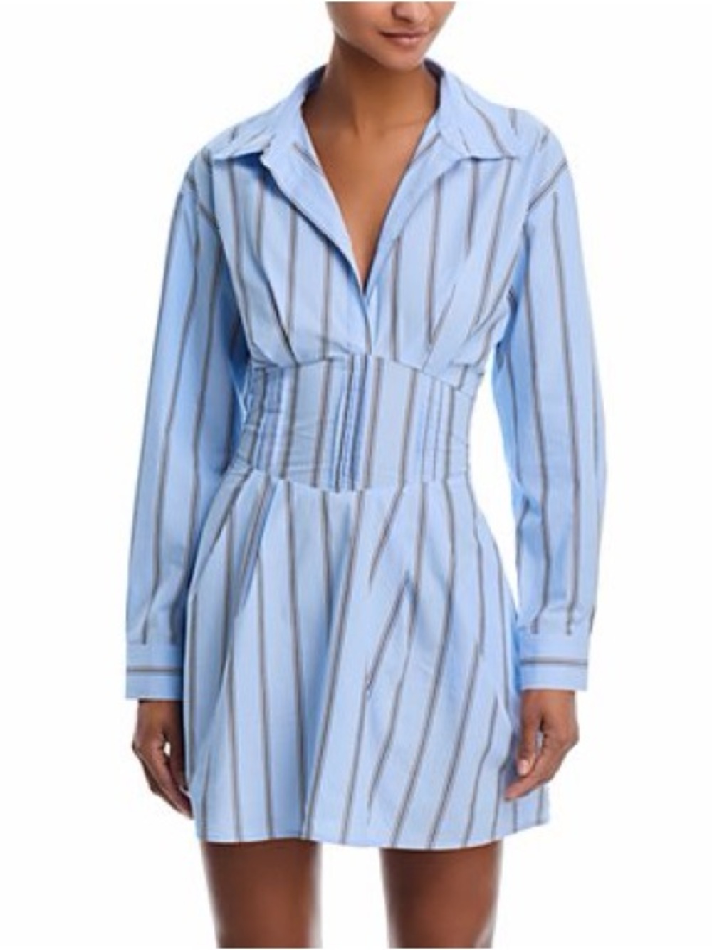Steve Madden Light Blue Striped Long Sleeve Shirt Dress